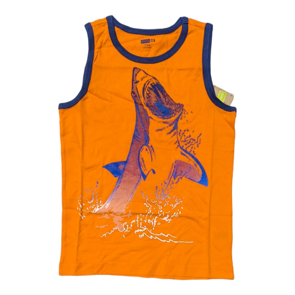 Crazy 8 Boys S 5-6 Orange Shark Graphic Tank Top